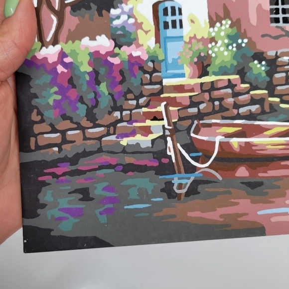 Village Canal Paint by Numbers 14 by 11 Acrylic Painting Finished - Picture 6 of 15